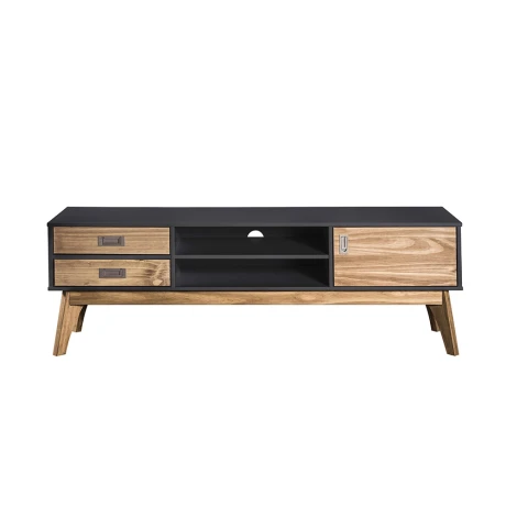 rack-de-tv-linea-metro-negro-miel RACK DE TV 2 CAJONES 1 PUERTA